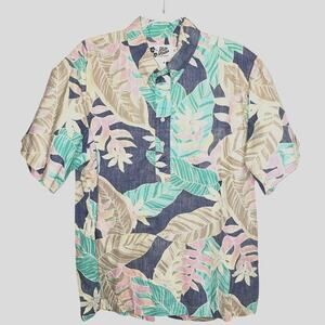 Hilo Hattie Vintage 90's Y2K  Half Button Pullover Pastel Floral Men's Cotton XL